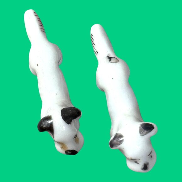 Vintage Japan Ceramic Dog Figurines 2.5" Long Set Of 2 Terrier Spaniel Mini - Picture 8 of 8